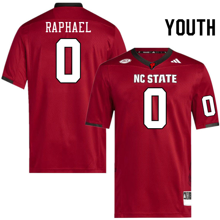 Youth #0 Kendrick Raphael NC State Wolfpack College Football Jerseys Stitched-Red